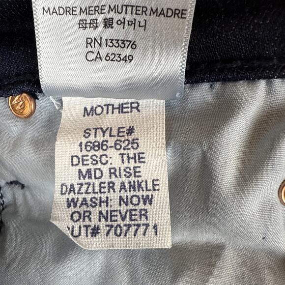 Mother Jeans The Mid Rise Dazzler Ankle Size 25 Now or Never Dark Wash Stretch - Picture 8 of 9